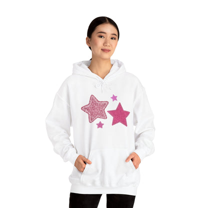 Pink Glitter Stars Hoodie — Cute Sparkle Graphic Pullover