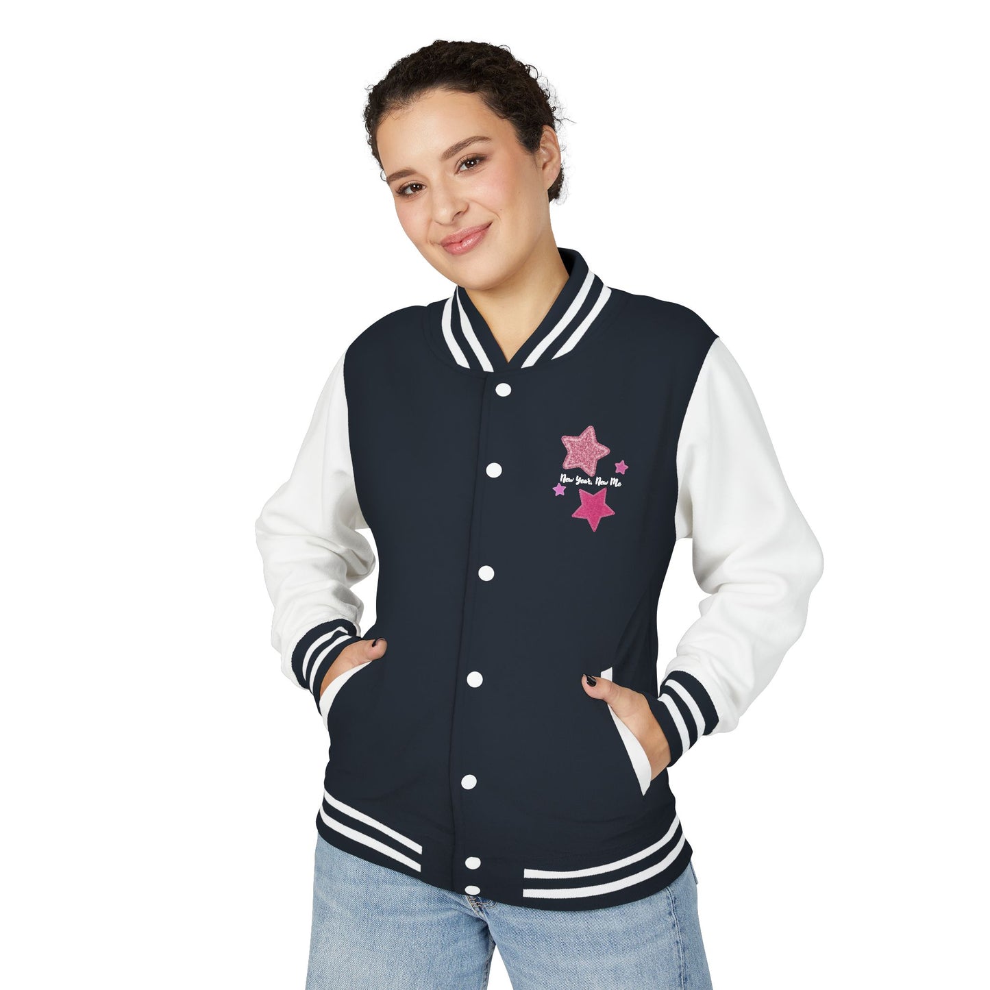 Cute Pink Star Letterman Jacket – New Year New Me
