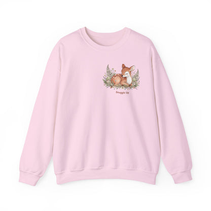 Cozy Winter Forest Fawn Crewneck Sweatshirt | cute animal illustration, cozy critter art