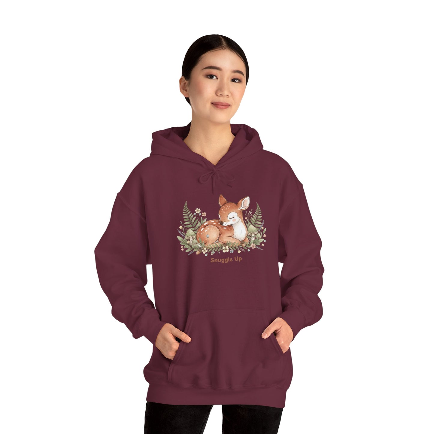 Cozy Fox Illustration Hoodie | cute animal illustration, winter forest art