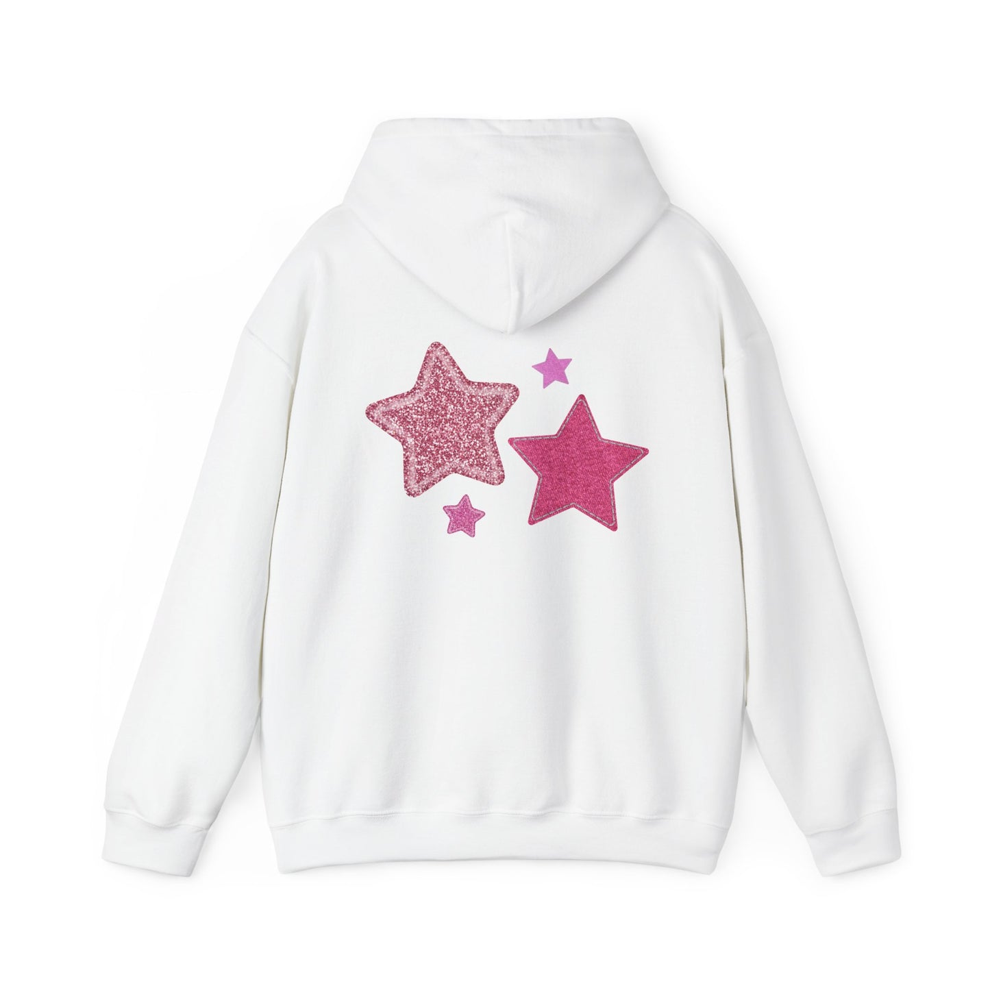 Pink Glitter Stars Hoodie — Cute Sparkle Graphic Pullover