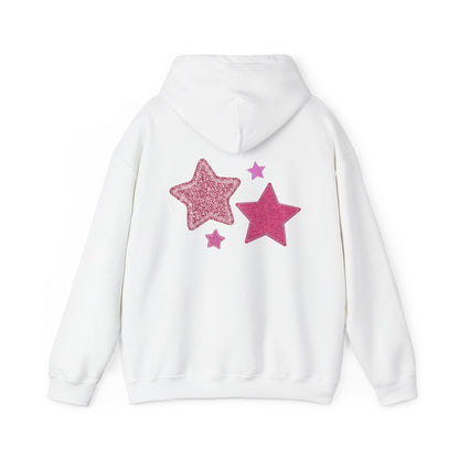 Pink Glitter Stars Hoodie — Cute Sparkle Graphic Pullover