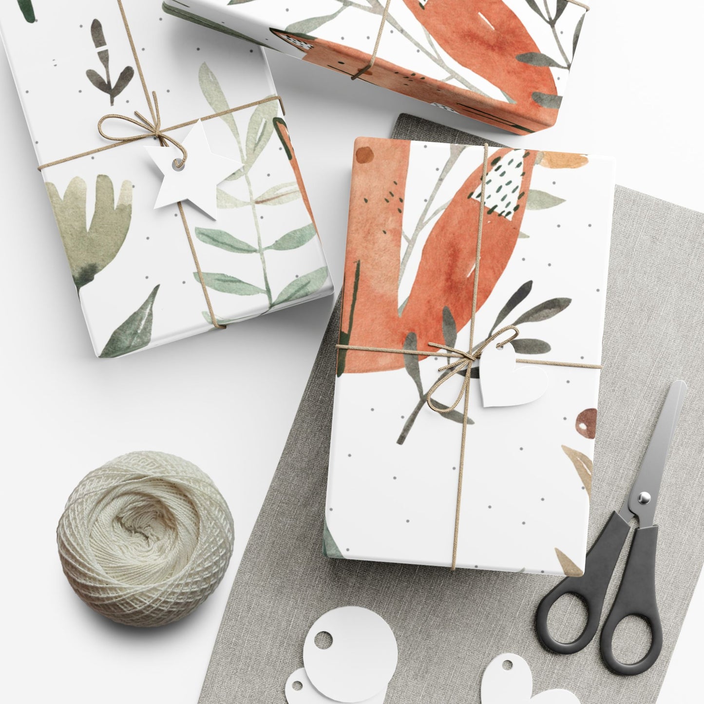 Botanical Fox Gift Wrap Paper – Woodland Animal Wrapping Sheets for Baby Showers, Birthdays & Eco-Friendly Presents