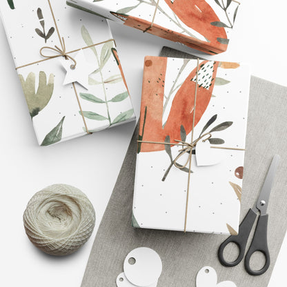 Botanical Fox Gift Wrap Paper – Woodland Animal Wrapping Sheets for Baby Showers, Birthdays & Eco-Friendly Presents