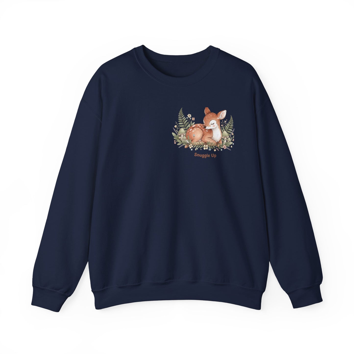 Cozy Winter Forest Fawn Crewneck Sweatshirt | cute animal illustration, cozy critter art