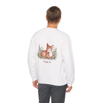 Cozy Winter Forest Fawn Crewneck Sweatshirt | cute animal illustration, cozy critter art