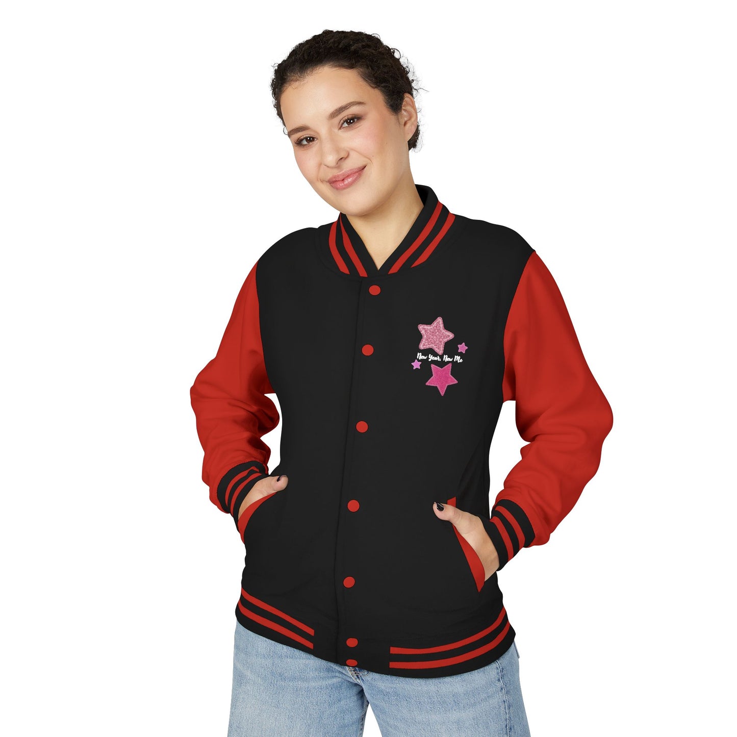 Cute Pink Star Letterman Jacket – New Year New Me