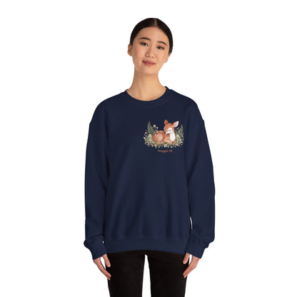 Cozy Winter Forest Fawn Crewneck Sweatshirt | cute animal illustration, cozy critter art