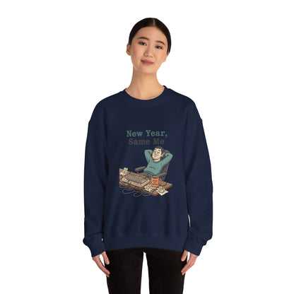 New Year, Same Me Sweatshirt | resolution joke shirt, January burnout meme