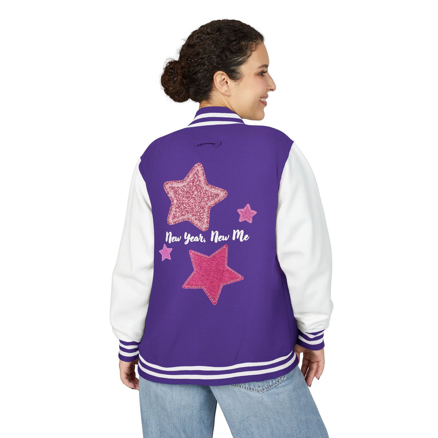 Cute Pink Star Letterman Jacket – New Year New Me