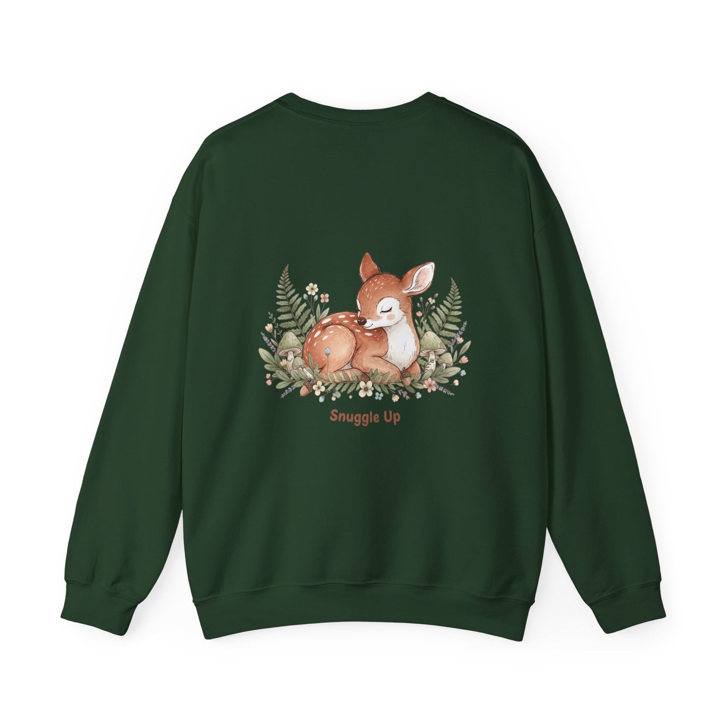 Cozy Winter Forest Fawn Crewneck Sweatshirt | cute animal illustration, cozy critter art