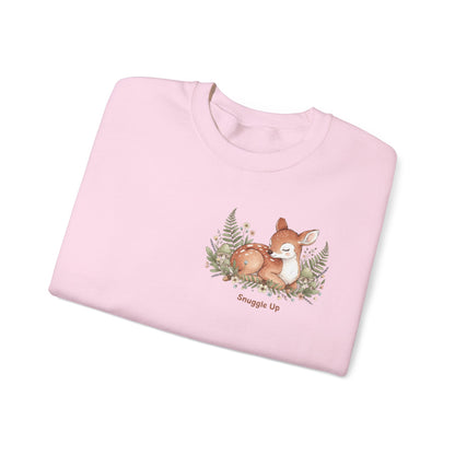 Cozy Winter Forest Fawn Crewneck Sweatshirt | cute animal illustration, cozy critter art