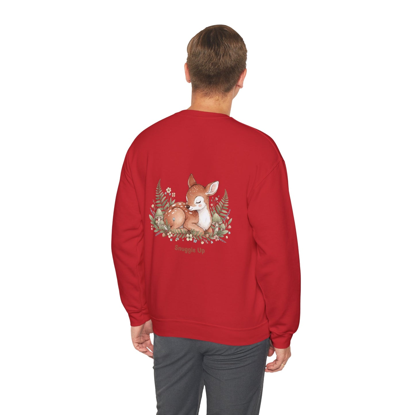 Cozy Winter Forest Fawn Crewneck Sweatshirt | cute animal illustration, cozy critter art
