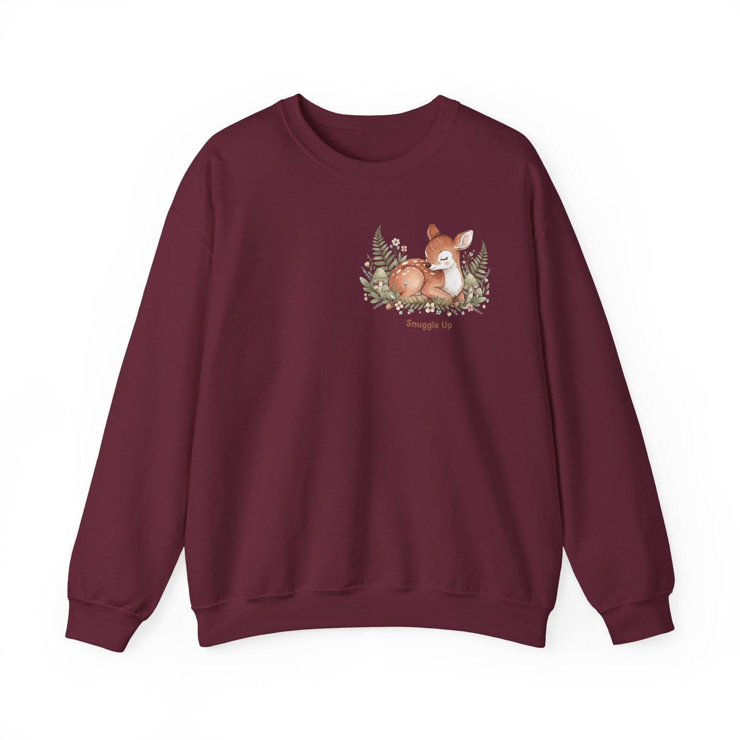 Cozy Winter Forest Fawn Crewneck Sweatshirt | cute animal illustration, cozy critter art