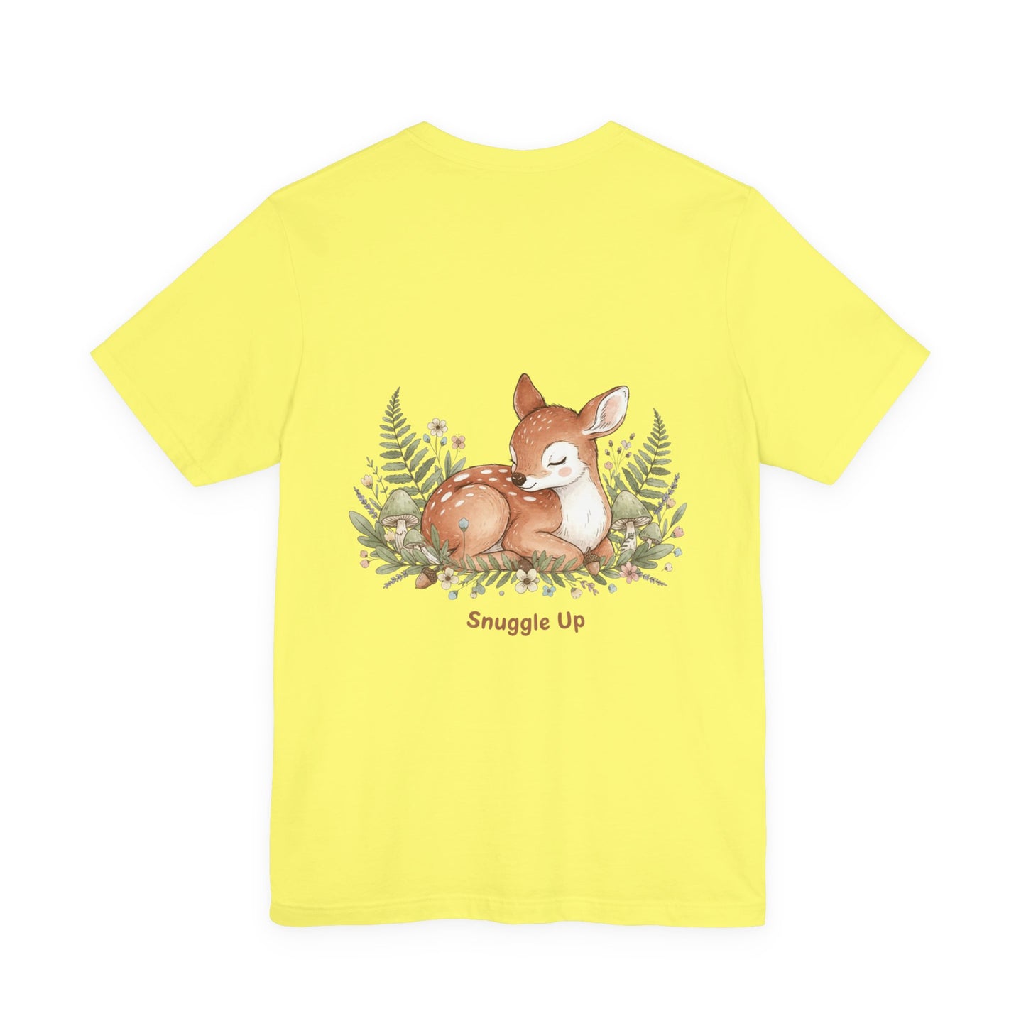 Snuggled Fawn Illustration Tee | cute animal illustration, winter forest art