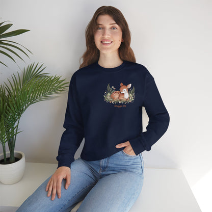 Cozy Winter Forest Fawn Crewneck Sweatshirt | cute animal illustration, cozy critter art