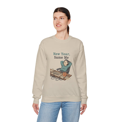 New Year, Same Me Sweatshirt | resolution joke shirt, January burnout meme